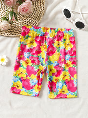 Toddler Girls Flowers Graphic Elastic Waist Biker Shorts