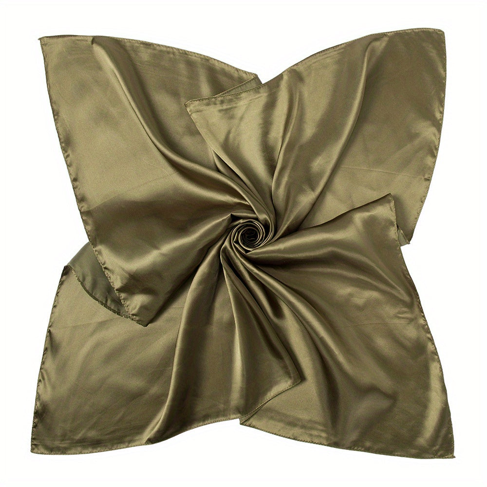 Solid Satin Bandana Shawl Silk Square Scarf Windproof Head Wrap
