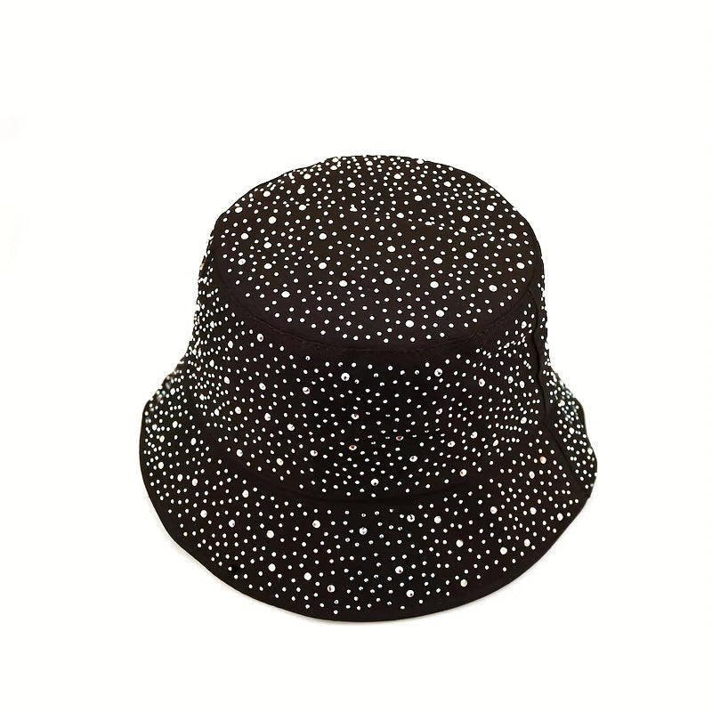Rhinestone Decor Bucket Hat Lightweight Solid Casual Sun Hat