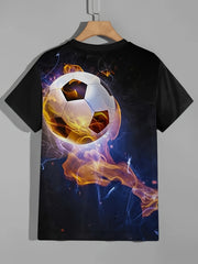 3D Soccer Ball Pattern Kids T-shirt Short Sleeve Top