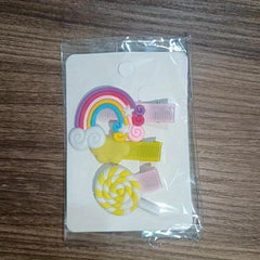 3pcs Cartoon Rainbow Cloud Lollipop Hair Clips for Baby Girls