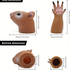 Squirrel Finger Puppets Silicone Light Brown Animal Puppet Theater Props Toy
