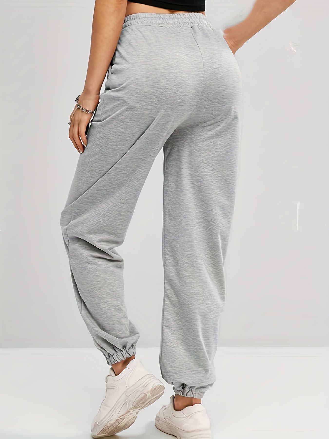 Letter Embroidered Jogger Sweatpants Casual Pocket Drawstring Pants