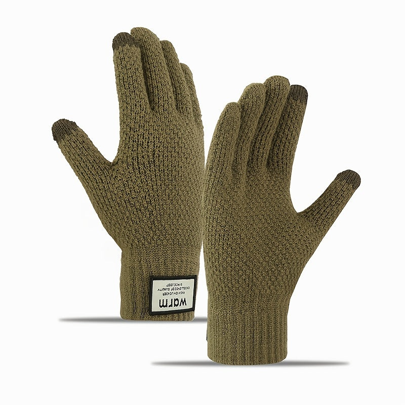 Men's Woolen Fleece Warm Windproof Gloves for Winter Cycling