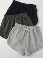 3 Sets Lace Up Lounge Bottoms Elastic Waistband Shorts