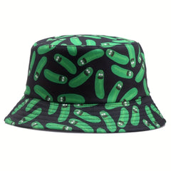 Unisex Cucumber Print Reversible Sunshade Bucket Hat for Travel