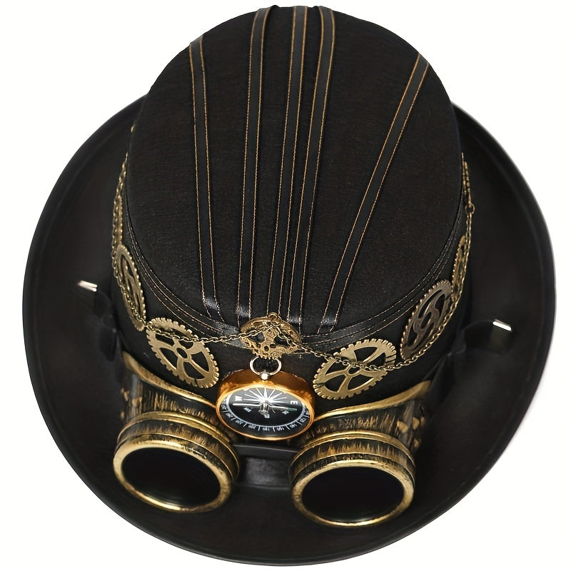 Steampunk Compass Goggles Gear Sunshade Cap Halloween Costume