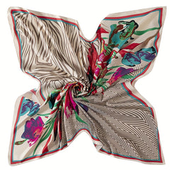 Flower & Chevron Bandana Silk Tube Top Scarf Wrap