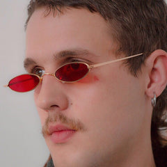 Small Oval Sunglasses Thin Metal Frame
