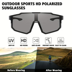 Men's Polarized Square Sunglasses Photochromic Lenses UV 400 Protection