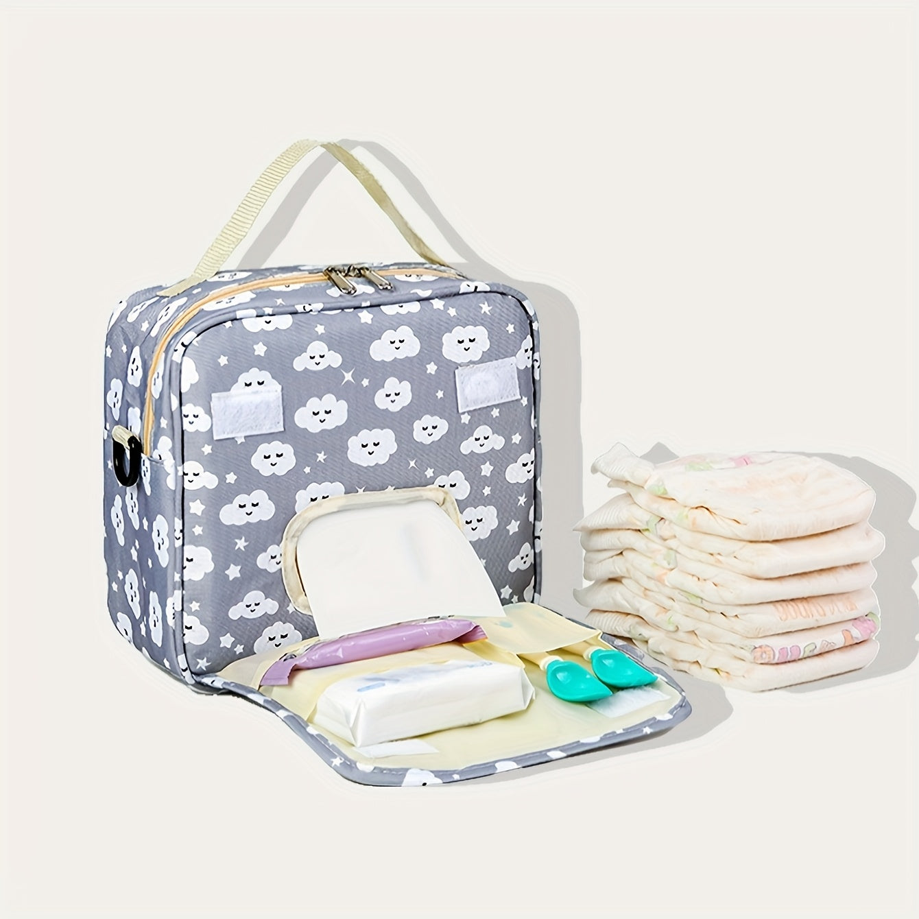 Cloud Print Diaper Storage Bag Mommy Shoulder Organizer