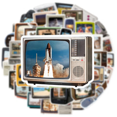 50pcs Retro TV Computer Graffiti Stickers Notebook Luggage Waterproof DIY Toys