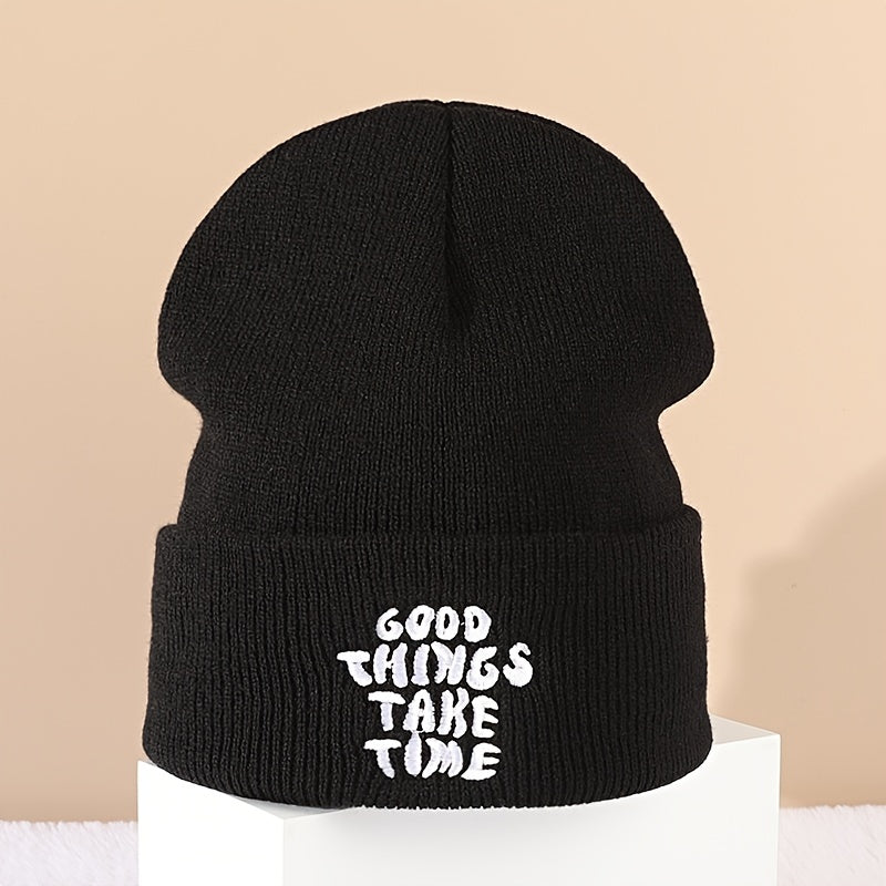 Letter Embroidered Knit Beanie Street Hip Hop Beanie
