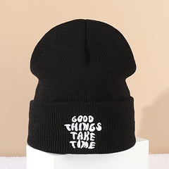Letter Embroidered Knit Beanie Street Hip Hop Beanie