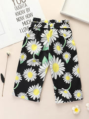 Girls Flower Wide Leg Pants