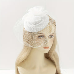 Mesh Veil Pillbox Fascinator Hat Decorative Derby Hat For Tea Party