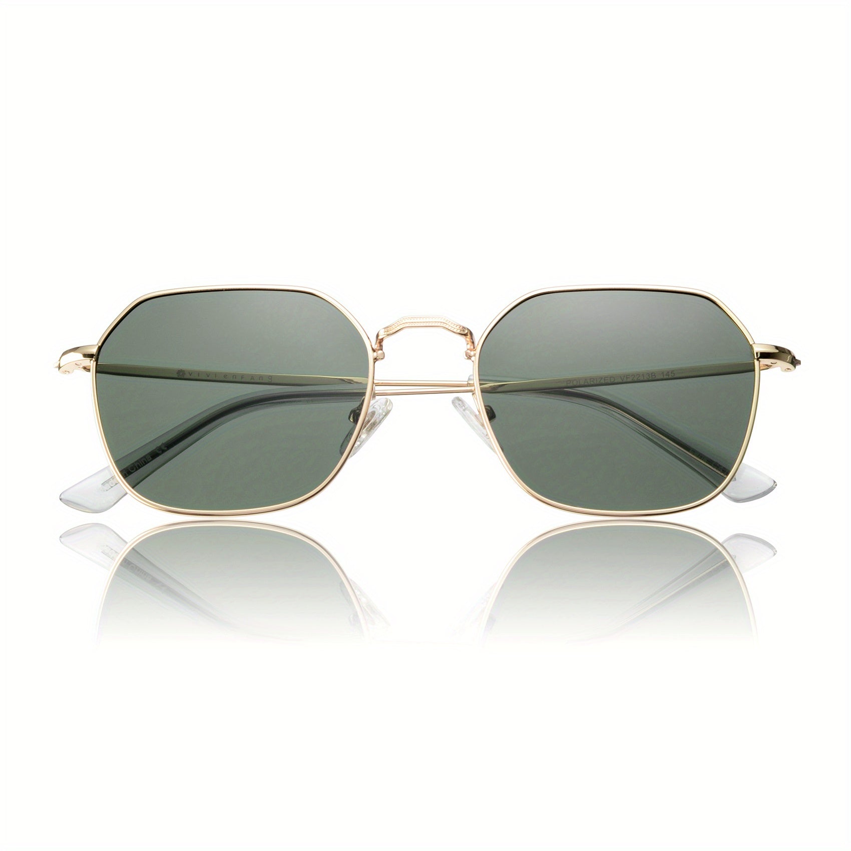 OUWEN Polarized Hexagon Square Sunglasses Small Polygon Aviators