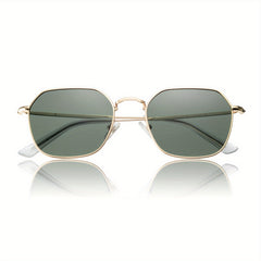 OUWEN Polarized Hexagon Square Sunglasses Small Polygon Aviators