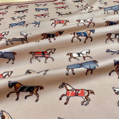 Yellow Horse Pattern Satin Square Scarf Head Wraps Neckerchief For Women