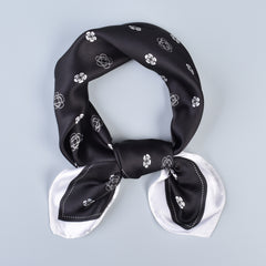 Camellia Printed Bandana Classic Square Scarf Satin Neckerchief Silk
