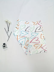 Heart Print High Waist Shorts Slim Elastic Shorts