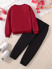Boys 2pcs Sweatshirt & Pants NEVER MIND Print Top Casual Kids Clothes