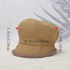 Winter Fleece Thicken Newsboy Cap Warm Fisherman Hat For Women