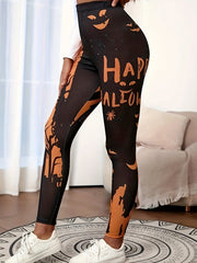 Halloween Casual Leggings Women's Plus Graphic Print Skinny Leggings