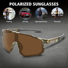 Men's Square Frame Polarized Sunglasses Leopard Tea Lenses UV 400 Protection