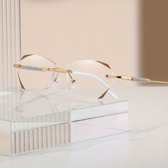 Glitter Rimless Light Blocking Reading Glasses Anti Eyestrain Clear Lens