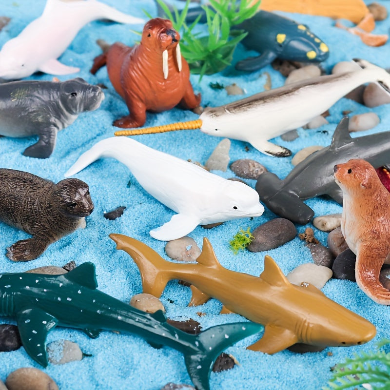 24pcs Marine Animal Model Toys Educational Marine Dolls Birthday Party