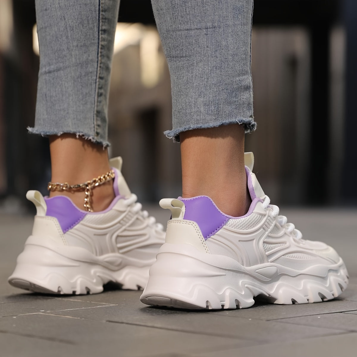 Women's Slip Resistant Chunky Sneakers Breathable Running Shoes