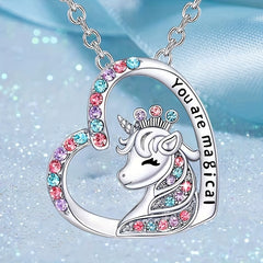 Heart Pendant Unicorn Jewelry Set for Girls