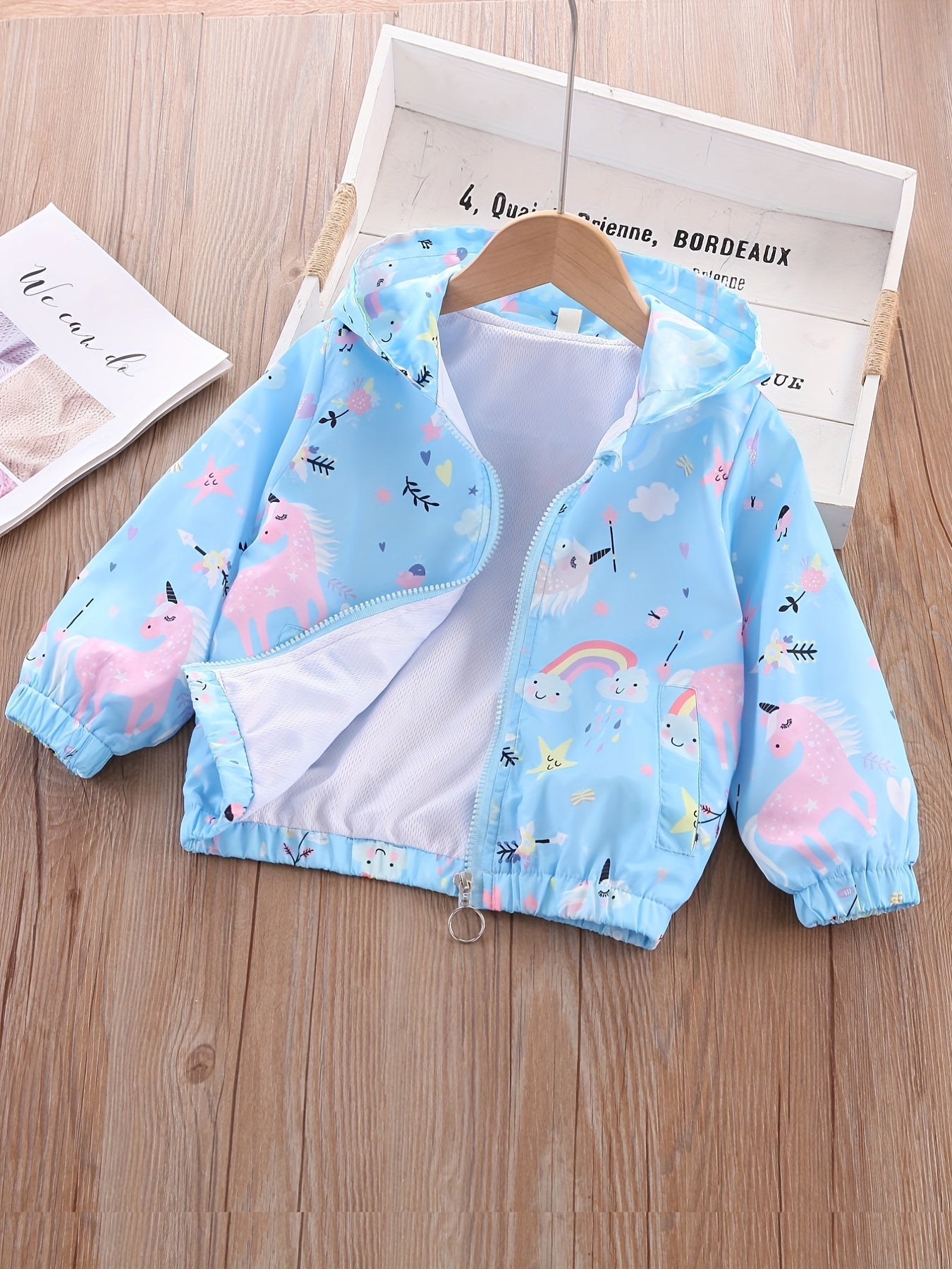Girls' Mouse Cartoon Hoodie Jacket Zipper Up Casual Windbreaker