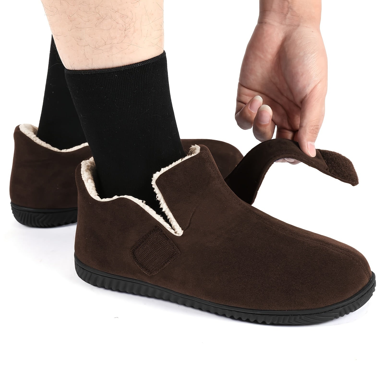 Memory Foam Men's Slippers with Hook and loop Fastener Closure