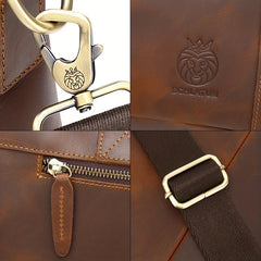 SCHLATUM Leather Briefcase Men Vintage Crazy Horse Business Bag