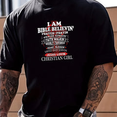 Christian Pattern Print Men's Graphic Crew Neck T shirt