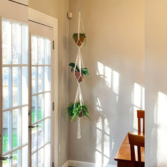 Macrame Plant Hanger 3 Tier Indoor Outdoor Hanging Planter Basket Cotton Rope