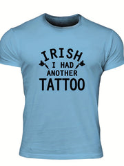 Men's Tattoo Print T shirt Casual Stretch Tee