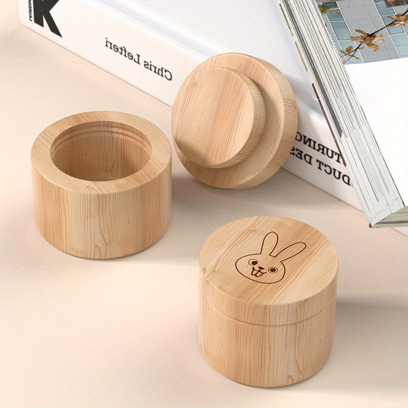 Wooden Tooth Storage Box Rabbit Keepsake for Teeth Rings Fetal Hair