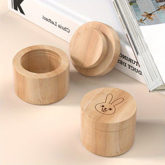Wooden Tooth Storage Box Rabbit Keepsake for Teeth Rings Fetal Hair