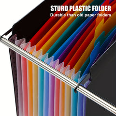 13 Pocket Plastic Hanging File Folders Letter A4 Size Large Capacity Tabs