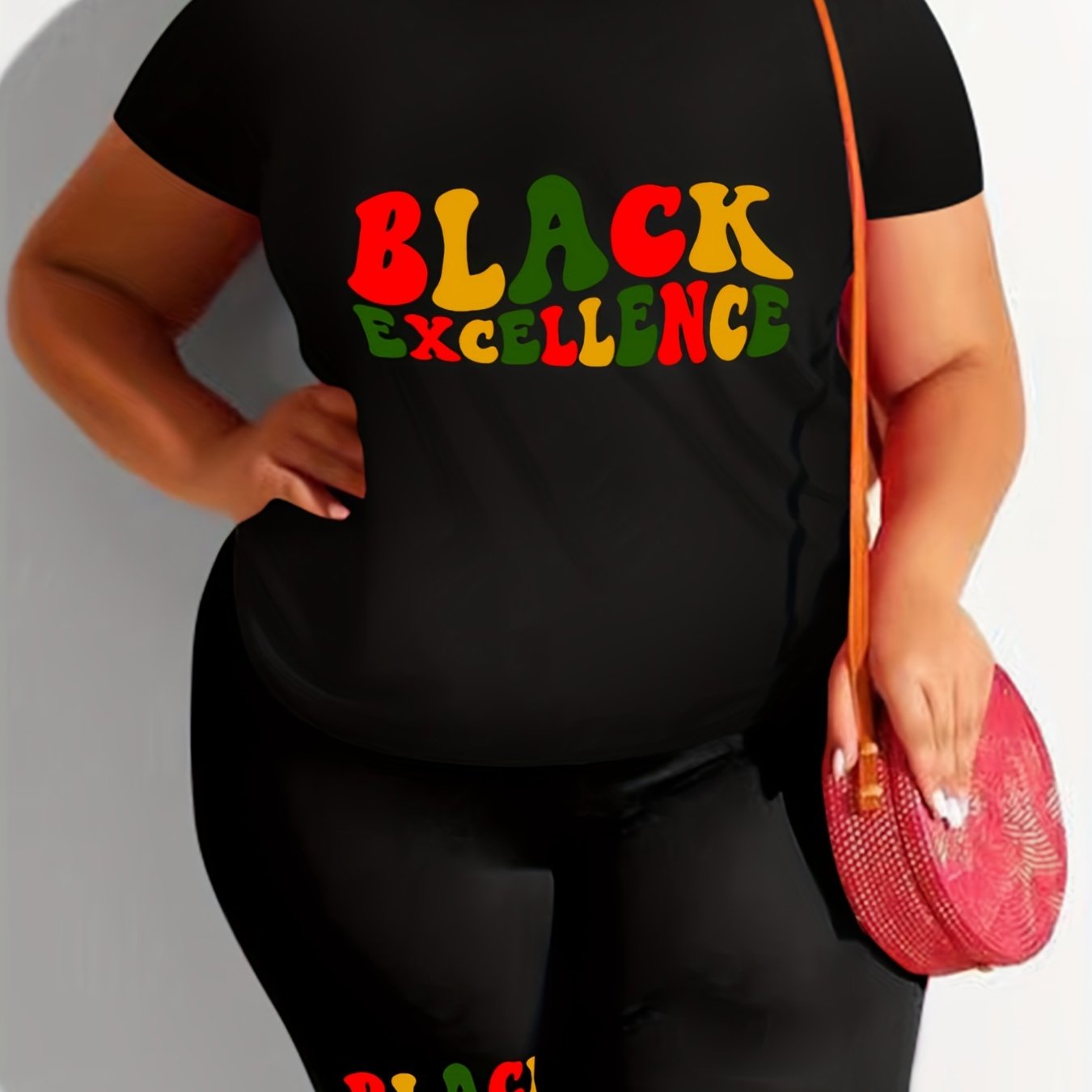Casual Outfits Two Piece Set Women's Plus Letter Print Short Sleeve