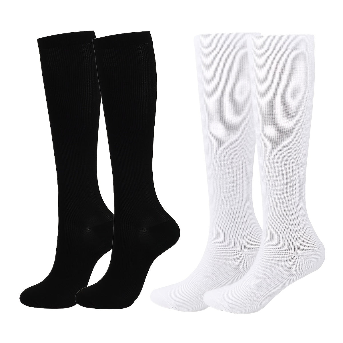 2 Pairs Compression Socks Knee Length Unisex