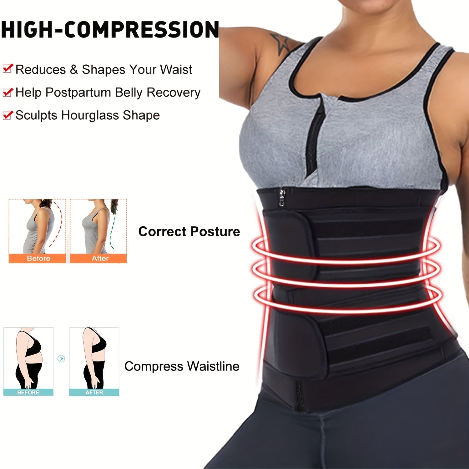 Women's Neoprene Waist Trainer Trimmer Belt Body Shapewear