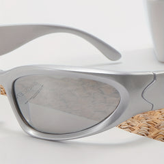 Y2K Wrap Around Sunglasses Futuristic Mirror Lens UV400