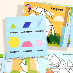 Wooden Jigsaw Puzzle Geometric Shape 3D Building Blocks Educational Toy