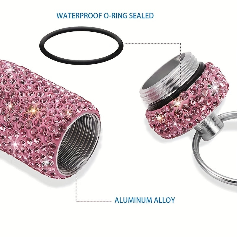 Waterproof Pill Holder with Keychain Bling Pill Box