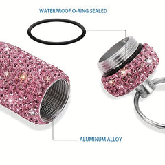 Waterproof Pill Holder with Keychain Bling Pill Box
