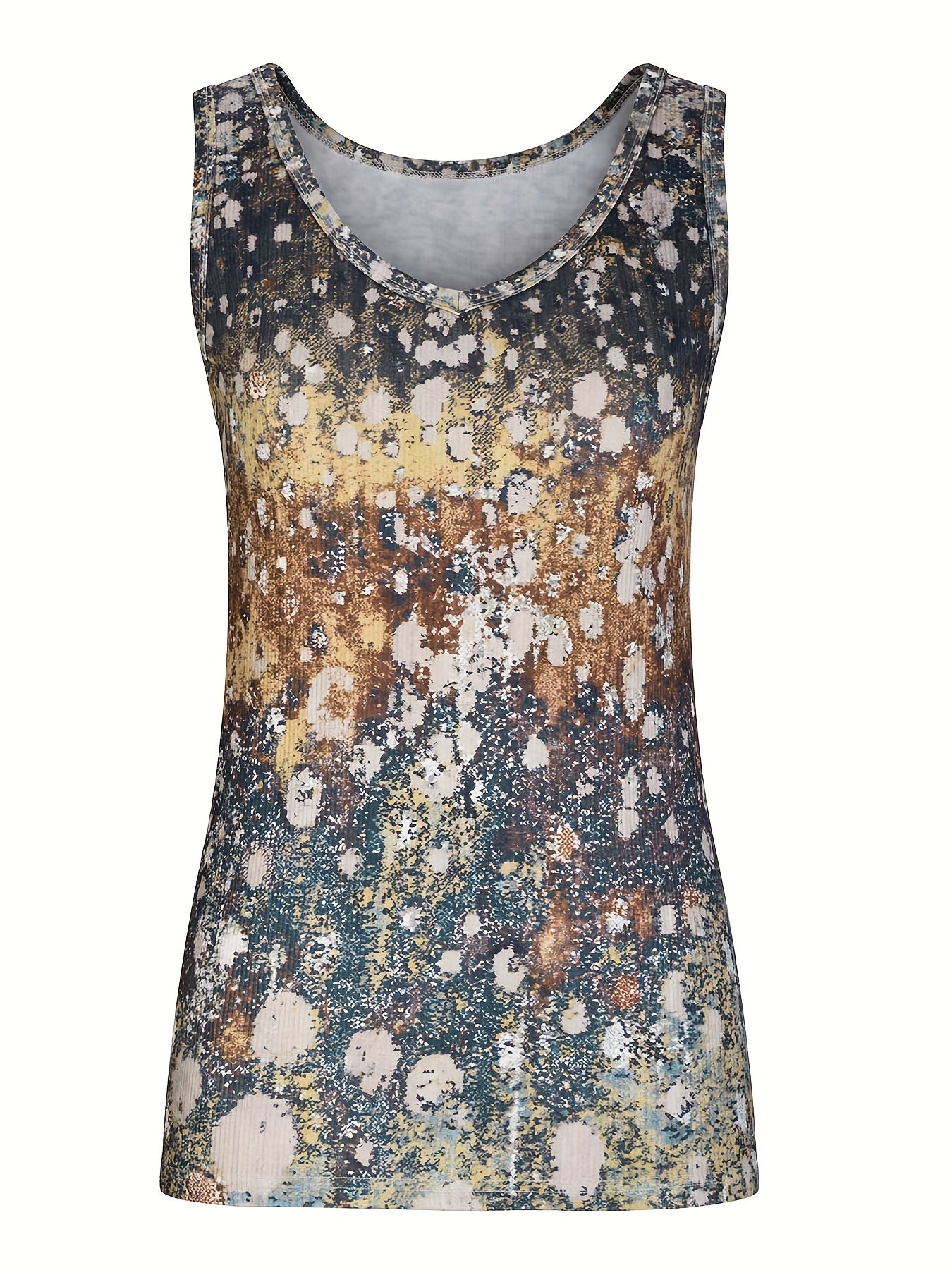 Summer Allover Print V Neck Tank Top for Women